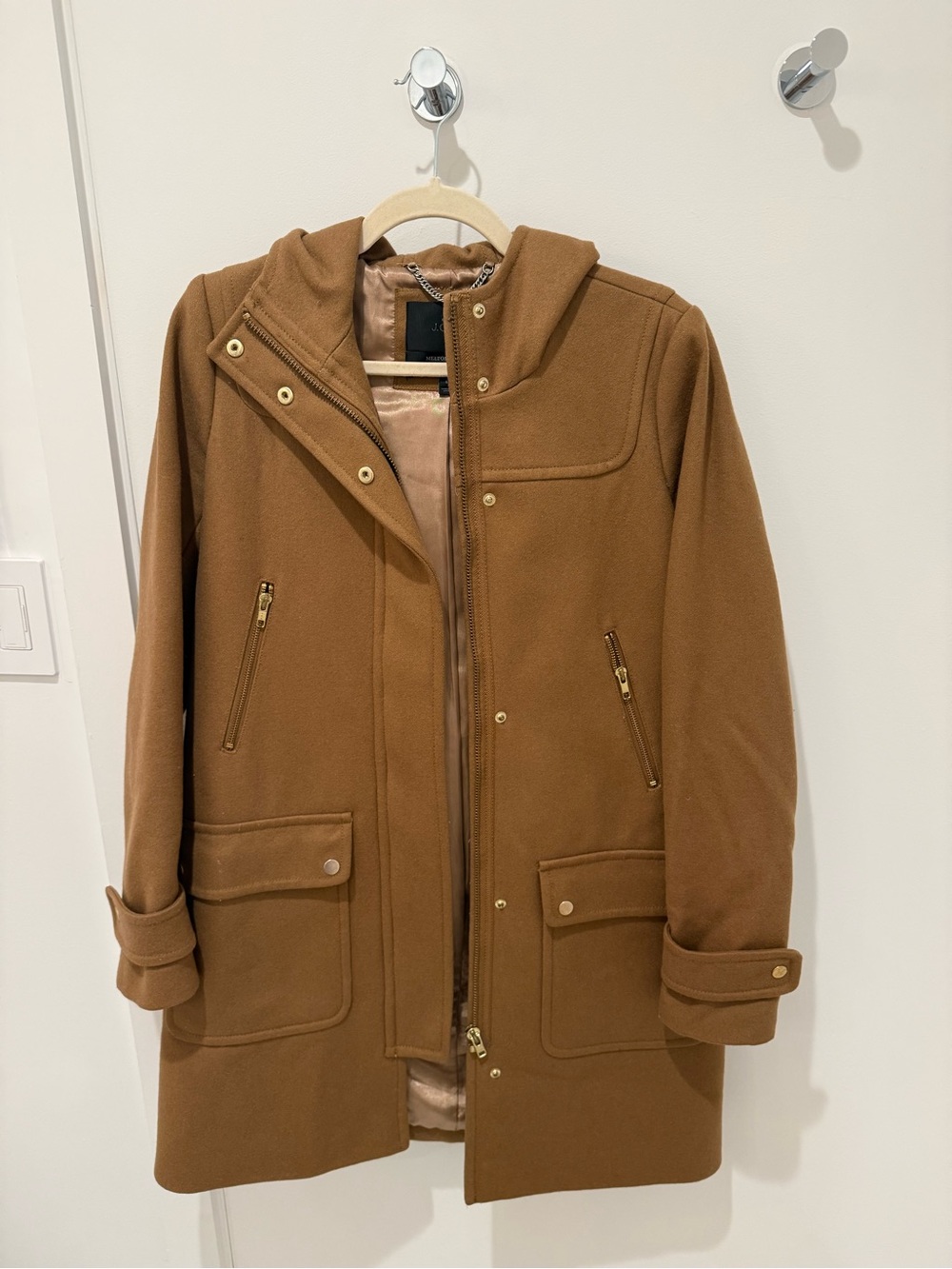 J. Crew Women's Camel Brown Hooded Pea Coat